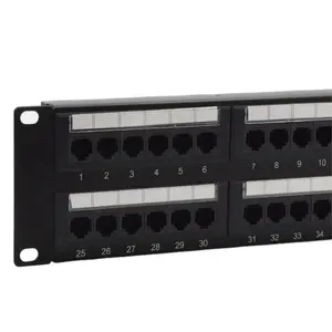 Panel de parche sin blindaje para Ethernet, Panel de parche con módulo, 2U, 48 puertos, 19 pulgadas, Cat 5E UTP