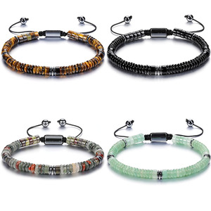 กำไลข้อมือลูกปัดไทเกอร์อายแบบคลาสสิกทันสมัย ขายส่ง พร้อมลูกปัดออบซิเดียนและอะเวนเจอรีนสีเขียว ถักแบบปรับได้ ใส่ได้ทั้งชายและหญิง สามารถปรับแต่งได้ - Product Image 2