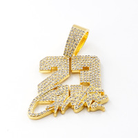 PD3166 Européen Américain Hip-Hop Bijoux Tendance Full Strass Lettre 23 Pendentif Chaîne Cubaine Alliage Rap Collier
