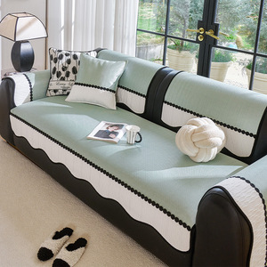 Ice Silk <b>Sofa</b> <b>Cover</b> 90-140cm Non Slip Modern Solid Color Summer Cushion <b>For</b> General <b>Sofa</b> - Product Image 1