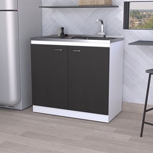 Armoire de cuisine rectangulaire à 2 portes en noyer foncé avec espace de rangement pour l'organisation de la cuisine - Product Image 1