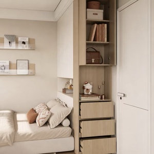 BALOM Modern Japandi Minimalist Bedroom Closet Natural Oak Solid Wood Soft Close Modular Custom OEM Wholesale Hotel - Product Image 2