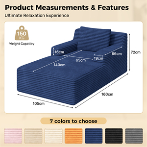 Sofá Cama Individual Extra Grande Reclinable de Terciopelo, Envasado al Vacío, Sin Ensamblaje, para Dormitorio, Sala de Estar y Uso en Exteriores - Product Image 6