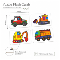 Cartas de Jogo Personalizadas em Quebra-Cabeça para Crianças, Cartas de Quebra-Cabeça de Transporte para Crianças, Cartões de Correspondência de 2mm de Espessura, Brinquedo Educacional, Serviço OEM