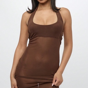 Vestido Largo de Verano con Cuello Halter y Espalda Descubierta de Malla, Ajustado al Cuerpo, para Mujer, Elegante, para la Noche - Product Image 5