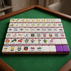 Transparent Purple Acrylic American Mahjong Tiles Deeply Engraved Two Sparrows Mahjong Set for <b>Entertainment</b> - Product Image 3