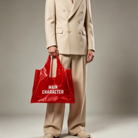 Sac de shopping en PVC transparent de couleur rouge, avec logo personnalisé, grand, petit, mini, en plastique, pour bonbons, cadeaux, sac à bandoulière