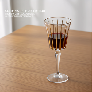 Copas de <span class=keywords><strong>Vino</strong></span> Tinto Bohemias de Lujo Vintage de 9.5oz, Vasos de <span class=keywords><strong>Cristal</strong></span> Rayado Hechos a Mano con Borde Dorado <span class=keywords><strong>para</strong></span> Set de Flautas - Product Image 1