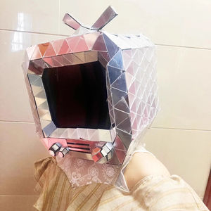 Couvre-chef en argent doré TV miroir réfléchissant masque télévision fête cosplay masque <span class=keywords><strong>casque</strong></span> pour discothèque - Product Image 1