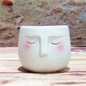 Cartone animato forma del viso smaltata ceramica succulenta pianta verde vaso di fiori per la casa e <span class=keywords><strong>giardino</strong></span> contenitore - Product Image 4