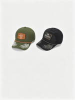 Gorra de béisbol de 5 paneles con parche frontal rígido tejido, diseño de cuerda, etiqueta privada, hoja bordada y visera curva. Proveedor OEM de gorras personalizadas.
