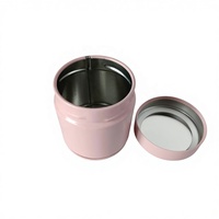 Boîte à thé matcha en métal de qualité alimentaire 30g, hermétique, à double couvercle, rose mat, pour poudre de matcha, vente en gros