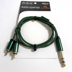Câble de conversion audio 6,35 mm vers 2RCA mâle-mâle plaqué or avec blindage tressé en PVC pour amplificateur, mixeur et haut-parleur - Product Image 1