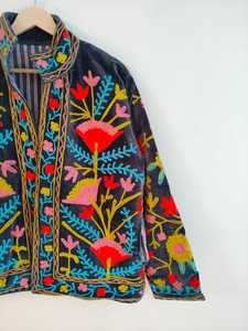 Handmade <b>Velvet</b> Suzani <b>Jacket</b> Ethnic Handcrafted Embroidery Boho Winter Coat nArtistic Festival Wear <b>Women</b> suzani <b>jacket</b> - Product Image 4