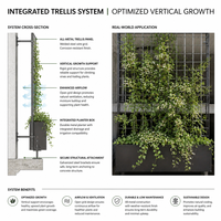 Jardinière murale en métal, système de jardinage vertical pour murs extérieurs
