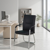 Chaise de bureau moderne et confortable en cuir PU avec pieds en métal chromé
