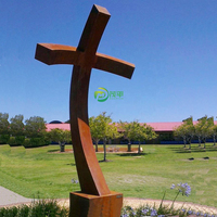 Grand décor de jardin extérieur Énorme sculpture abstraite en acier corten en métal