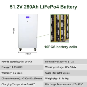 RS485 CAN Bluetooth対応 ソーラーエネルギー貯蔵システム バッテリー 51.2V 280Ah 300Ah 400Ah 460Ah 600Ah LiFePO4バッテリー リチウムイオンバッテリー - Product Image 4