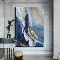 Décoration murale personnalisée pour hôtel, maison, salon, couloir, hall d'entrée, œuvre d'art moderne, peinture à l'huile à feuille d'or peinte à la main