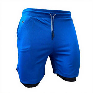 กางเกงวิ่งขาสั้นผู้ชายเอวสูงผ้าฝ้าย 100% ซิปหน้า กันลม กันน้ำ ระบายอากาศได้ดี เหมาะสำหรับออกกำลังกายที่ยิมและการฝึกซ้อม - Product Image 1