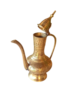 Pichet arabe en laiton antique gravé Aftaba, fournitures Aftaba, meilleure qualité, théière orientale avec finition dorée - Product Image 3