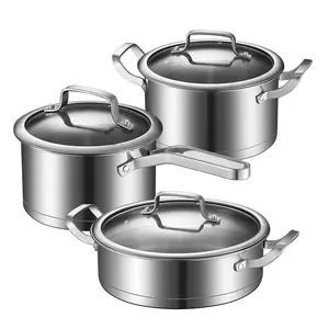 Factory Wholesale Stainless Steel Cookware Set High Quality Soup Pots Kitchenware Thickened Pans and Pans