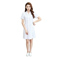 Blouse de laboratoire médicale, uniforme de médecin, blouse blanche en polycoton, fermeture à boutons-pression, poches latérales, manches longues, col à revers, antibactérienne