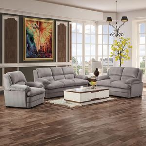 Juego de Sofás de Cuero de Lujo Moderno, Seccional, para Sala de Estar de Apartamento - Product Image 1