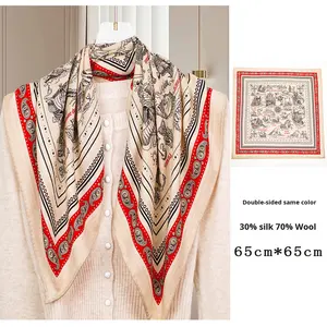 Collection de foulards carrés d'été en soie de mûrier tissée jacquard, personnalisés, en gros, ethniques, musulmans, doux pour la peau, 70 - Product Image 6