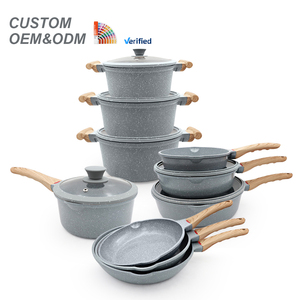 Bộ nồi chảo phủ gốm sứ dòng điều khiển nhiệt độ SANLANG, chất liệu nhôm đúc, chống dính - Product Image 1