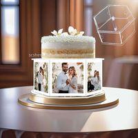 Support à gâteau créatif en acrylique avec cadre photo, séparateur de gâteau hexagonal DIY, outil de décoration de gâteau pour mariages et fêtes d'anniversaire