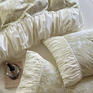 French Romantic Long-Staple Cotton Bedding Set Floral Ruffle Duvet Cover Pillowcase Sheet Style Home Use - Product Image 1
