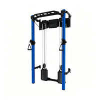 Rack de musculation mural pliable avec double pile de poids de 70 kg, machine de traction, de pulldown et de chest fly pour la maison
