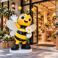 Statue d'abeille en fibre de verre pour extérieur, sculpture d'animaux mignons, sculpture d'abeille en résine de fibre de verre