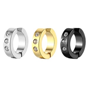 Clip-on <b>Earrings</b> <b>For</b> Women <b>Men</b> <b>Stud</b> <b>Earrings</b> Gold Black Steel Round Bezel Setting Fashion Jewelry Non-Pierced <b>Earring</b> - Product Image 4