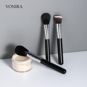 Juego de brochas de maquillaje Vonira Beauty Factory Custom Private Label, Kit de brochas de maquillaje sintéticas naturales de 11 piezas, virola de cobre plateado - Product Image 3