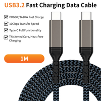 Cable de datos de transferencia de alta velocidad USB3.2 Cable cargador de 60W Cable de carga rápida trenzado de nailon Usb tipo C a Cable tipo C