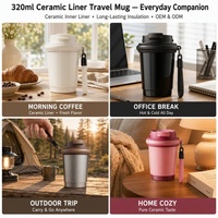 Kingze Tasse isotherme en acier inoxydable avec revêtement céramique 320 ml, anti-fuite, compatible porte-gobelets de voiture