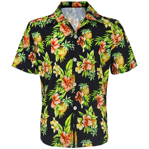 Biểu Tượng Tùy Chỉnh Thiết Kế Thăng Hoa In Bãi Biển Mặc Nhanh Chóng Khô Satin Polyester Nút Xuống Hawaii Ngắn Tay Áo Người Đàn Ông Của Hawaii Áo Sơ Mi - Product Image 4