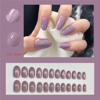 Faux ongles réutilisables en ABS violet pastel, forme amande pré-dessinée, pour usage professionnel en salons de manucure et vente au détail