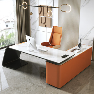 Arredamento per <span class=keywords><strong>Ufficio</strong></span> Domestico, Set <span class=keywords><strong>Scrivania</strong></span> di Lusso, Tavolo Direzionale Bianco, <span class=keywords><strong>Scrivania</strong></span> Moderna per Manager, CEO e Dirigenti - Product Image 3