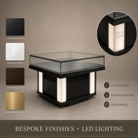 Minimalistische Quadratische Schmuck-Vitrine mit LED-Beleuchtung Glasplatte Anpassbare Aufbewahrungsbasis