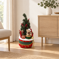 Arbre de Noël artificiel en tissu de 60 cm (23,6 pouces) avec base en forme de tambour et cadeaux, décoration de sol pour les fêtes