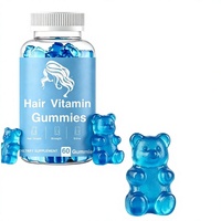 Gummies vitaminées pour cheveux bleus, complément alimentaire, 60 gummies, pour la croissance, la force et la brillance des cheveux, oursons gommeux