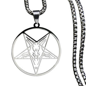 Grande Collana Talismano Baphomet in Acciaio Inossidabile, Gioiello Gotico Pagano con Pentagramma per Uomo, Amuleto Satanico, Gioiello Gotico con Capra, Amuleto di Lucifero - Product Image 6