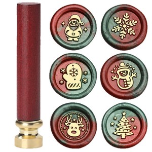 Mini Kit de Sceaux de Cire de Noël avec Manche en Acajou pour Journaux et Enveloppes – 6 Motifs – Fournitures de Décoration de Fêtes - Product Image 5