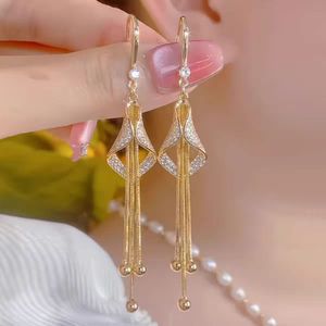 Boucles <span class=keywords><strong>d</strong></span>'oreilles longues élégantes à pampilles, géométriques, en forme de losange, avec <span class=keywords><strong>strass</strong></span>, pour femmes - Product Image 2