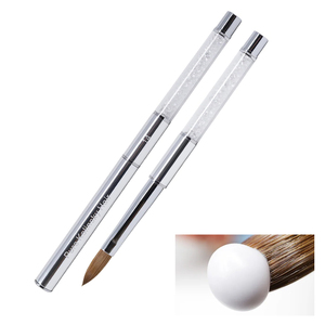 Pinceau à ongles en acrylique 100% pur Kolinsky, tailles 8-18, manche en cristal argenté pour soins professionnels des ongles - Product Image 4