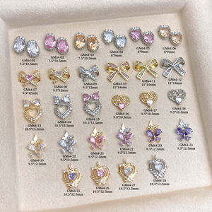 เครื่องประดับเล็บวันวาเลนไทน์สีชมพู ปี 2025 หรูหรา รูปหัวใจ ริบบิ้น เพชรซิร์คอน สำหรับตกแต่งเล็บ 3 มิติ สำหรับร้านเสริมสวย - Product Image 2