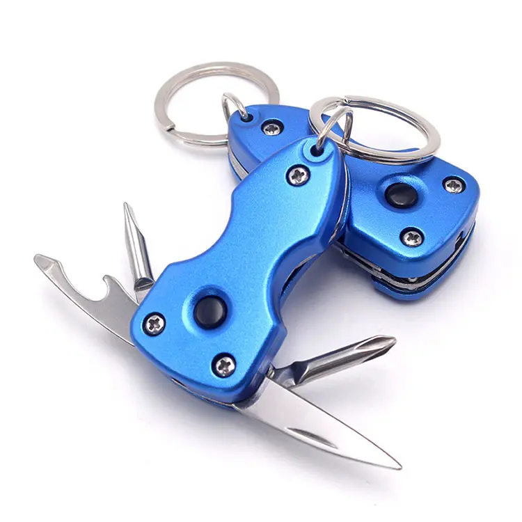 Amazon Hot Selling Outdoors Pocket Promotion Gift Knife , Screwdriver Multi Tool Keychain with LED
